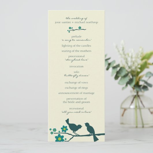 Liefde vliegprogramma's {Peacock} Programmakaart (Staand voorkant)
