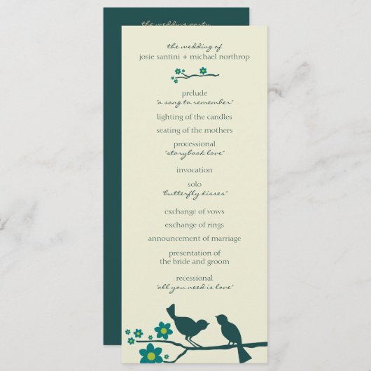 Liefde vliegprogramma's {Peacock} Programmakaart (Voorkant / Achterkant)