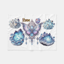 Liefde Vlinder Bloem Kader Basis Donkere T-Shirt Fleece Deken