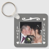 Liefde voegt altijd 2 foto's initialen wit grijs t sleutelhanger (Voorkant)
