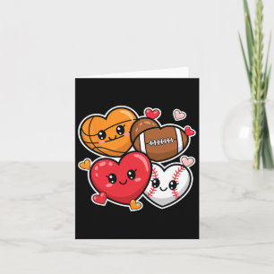 Liefde Voetbal Basketbal Valentijnsdag Jongens En Kaart