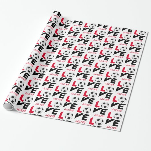 Liefde voetbal cadeaupapier (Uitgerold)