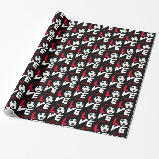 Liefde voetbal cadeaupapier (Uitgerold)