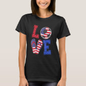 Liefde Voetbal Met USA Flag Flip Flop Kostuum Mann T-shirt (Voorkant)