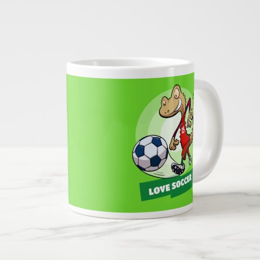 Liefde Voetbal Schattige Gecko Funny Voetballer Ca Grote Koffiekop (Voorkant rechts)