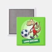 Liefde Voetbal Schattige Gecko Funny Voetballer Ca Magneet (Voorkant / Achterkant)
