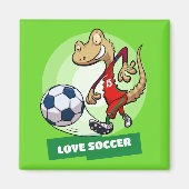Liefde Voetbal Schattige Gecko Funny Voetballer Ca Magneet (Voorkant)