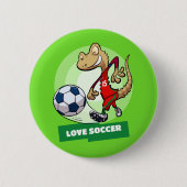 Liefde Voetbal Schattige Gecko Funny Voetballer Ca Ronde Button 5,7 Cm (Voorkant)