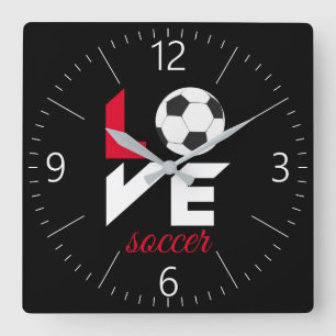 Liefde voetbal vierkante klok