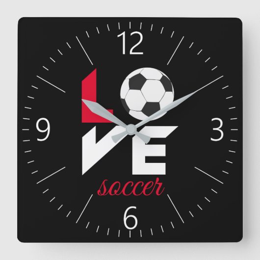 Liefde voetbal vierkante klok (Voorkant)