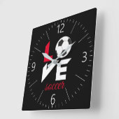 Liefde voetbal vierkante klok (Hoek)