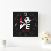 Liefde voetbal vierkante klok (Huis)