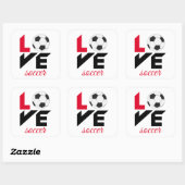 Liefde voetbal vierkante sticker (Vel)