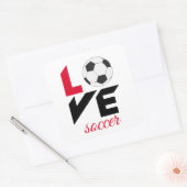 Liefde voetbal vierkante sticker (Envelop)