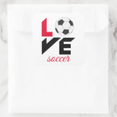 Liefde voetbal vierkante sticker (Tas)