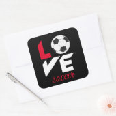 Liefde voetbal vierkante sticker (Envelop)