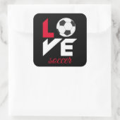 Liefde voetbal vierkante sticker (Tas)