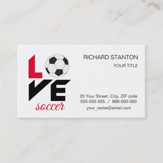 Liefde voetbal visitekaartje (Voorkant)