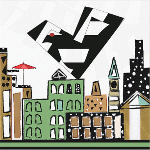 LIEFDE VOGEL IN DE STAD KARTONNEN ONDERZETTERS