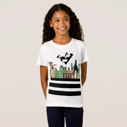 LIEFDE VOGEL IN DE STAD T-SHIRT (Voorkant volledig)
