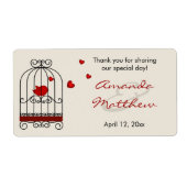 Liefde Vogel In Vogelkooi Bruiloft Favor Labels (Voorkant)