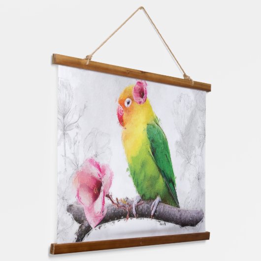 Liefde Vogel met Flower Wall Art Hangend Wandkleed (Gebogen)