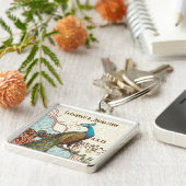  Liefde Vogel Peacock Damask Bruiloft Sleutelhange Sleutelhanger (Zijkant)