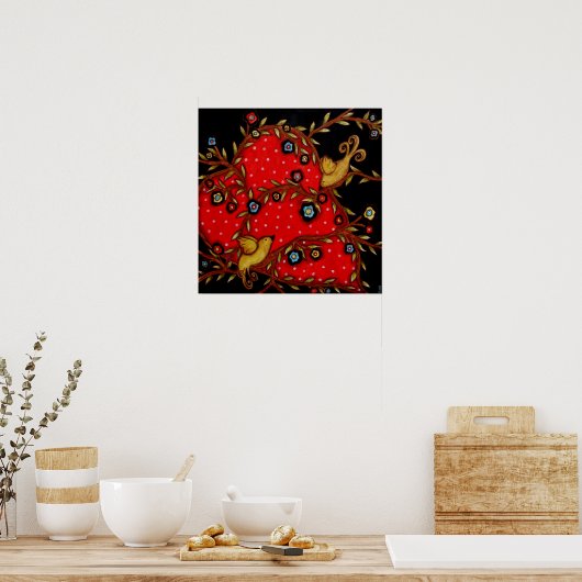 Liefde vogel poster (Keuken)