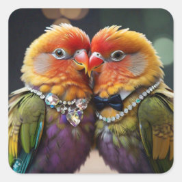 Liefde vogel vierkante sticker