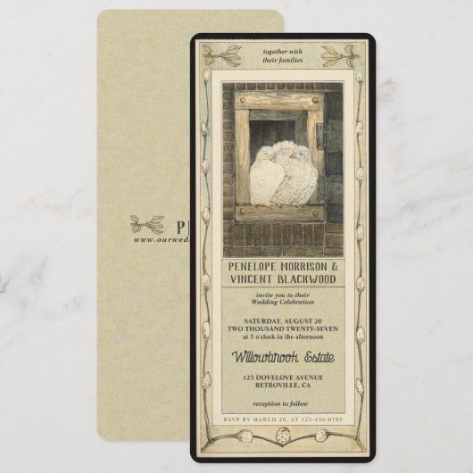 Liefde Vogel - Witte Duiven Trouwen Kaart (Voorkant / Achterkant)