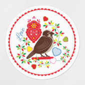 Liefde vogelborduurster labels (Design 2)