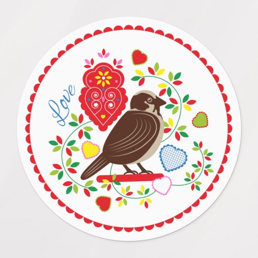 Liefde vogelborduurster labels (Design 1)
