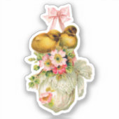 Liefde vogels Bloem  Paaskunst Klassiek Sticker (Voorkant)