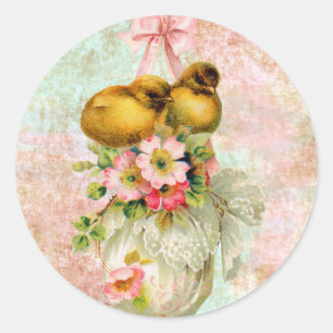 Liefde vogels Bloem Paaskunst Ronde Sticker