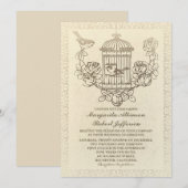  liefde vogels kooi huwelijksuitnodigingen kaart (Voorkant / Achterkant)