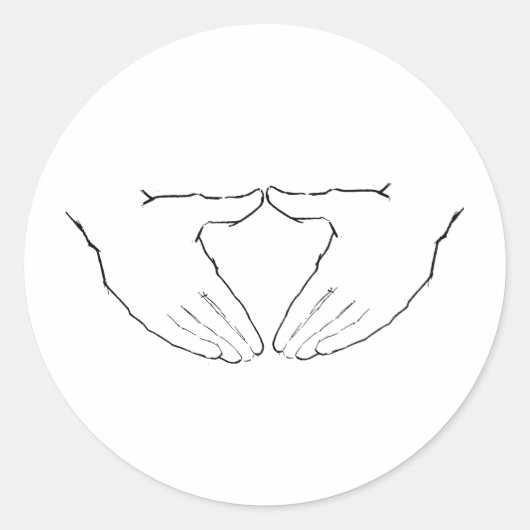 LIEFDE VOLLE HANDEN RONDE STICKER (Voorkant)