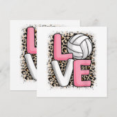 Liefde Volleybal Leopard Print Vrouwen Meisjes Vol Bedankkaart (Voorkant / Achterkant)