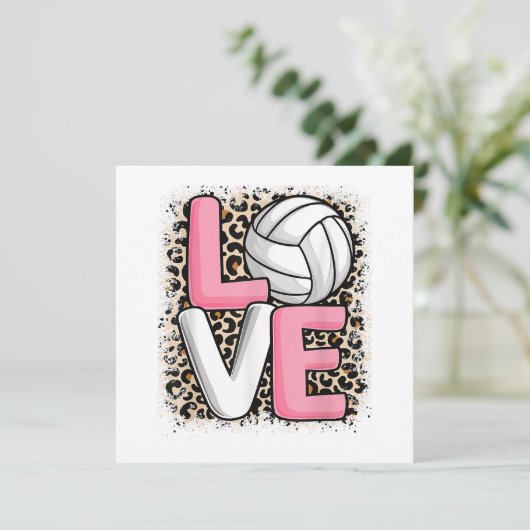 Liefde Volleybal Leopard Print Vrouwen Meisjes Vol Bedankkaart (Staand voorkant)