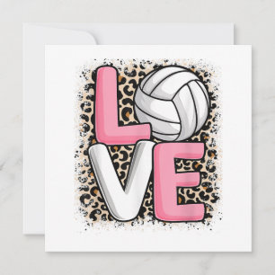 Liefde Volleybal Leopard Print Vrouwen Meisjes Vol Bedankkaart