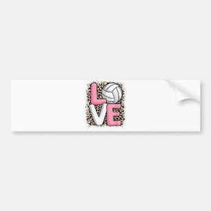 Liefde Volleybal Leopard Print Vrouwen Meisjes Vol Bumpersticker