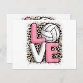 Liefde Volleybal Leopard Print Vrouwen Meisjes Vol Feestdagenkaart (Voorkant / Achterkant)