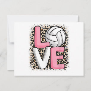 Liefde Volleybal Leopard Print Vrouwen Meisjes Vol Feestdagenkaart