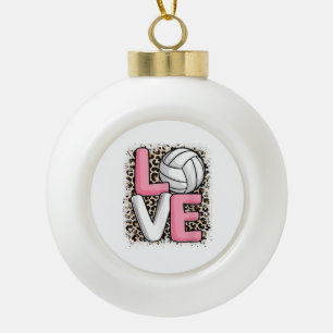Liefde Volleybal Leopard Print Vrouwen Meisjes Vol Keramische Bal Ornament