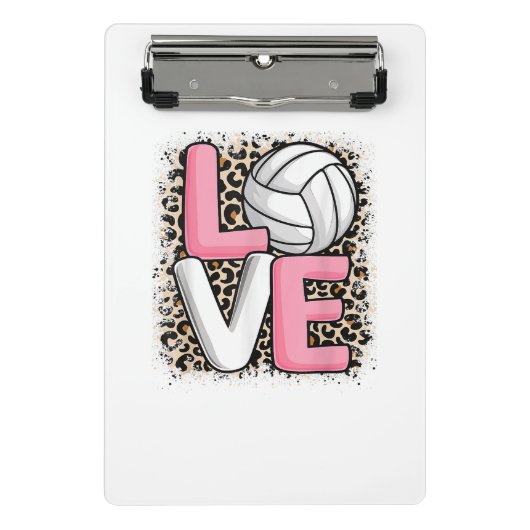 Liefde Volleybal Leopard Print Vrouwen Meisjes Vol Mini Klembord (Voorkant)