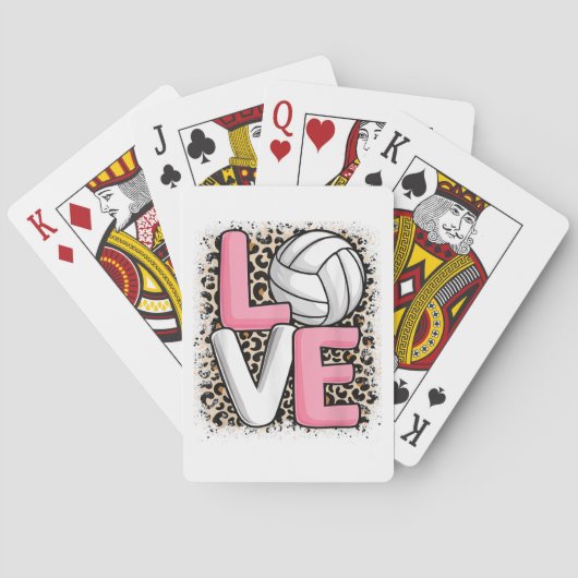 Liefde Volleybal Leopard Print Vrouwen Meisjes Vol Pokerkaarten (Achterkant)