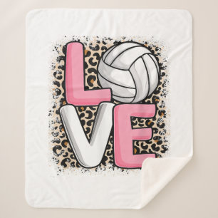 Liefde Volleybal Leopard Print Vrouwen Meisjes Vol Sherpa Deken