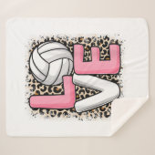 Liefde Volleybal Leopard Print Vrouwen Meisjes Vol Sherpa Deken (Voorkant (horizontaal))