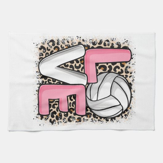 Liefde Volleybal Leopard Print Vrouwen Meisjes Vol Theedoek (Horizontaal)