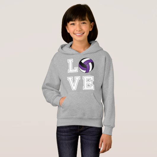 Liefde Volleybal - Paars, wit en zwart (Voorkant volledig)