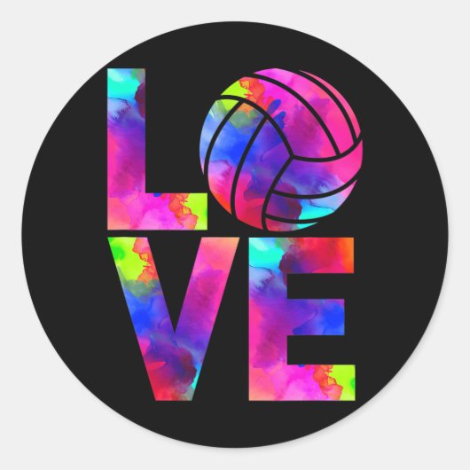Liefde Volleybal Waterverf Meisje Team Toernooi Ronde Sticker (Voorkant)
